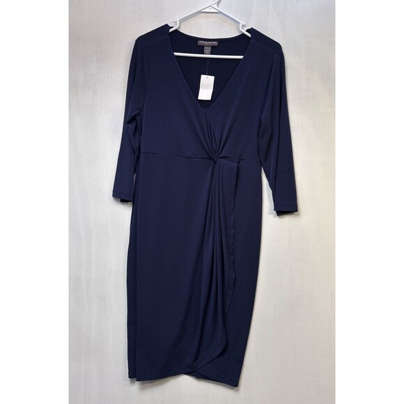 A Pea in the Pod Women's Dress Medium Faux Wrap Maternity Navy - Picture 1 of 13